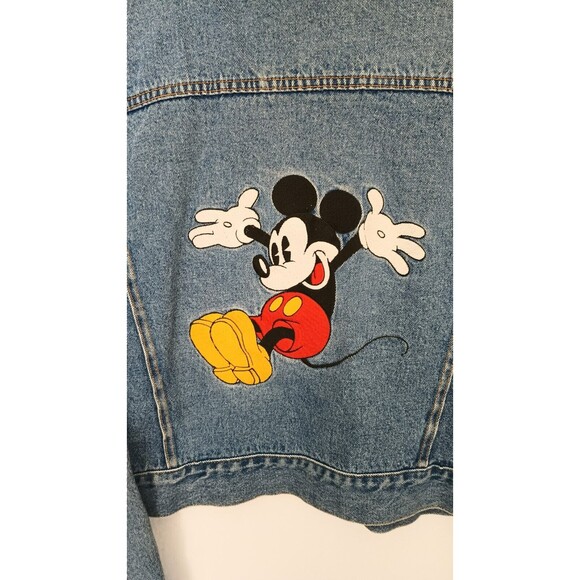 Vintage Disney Store Denim Jean Jacket Cropped Embroidered Mickey Mouse X-Large - Picture 16 of 16